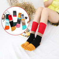 5 Pairs Long Toe Socks for Women Kids Parent-Child Colorful Cotton Mid-Calf Spring Autumn Happy Five Finger Sock Female Fashions