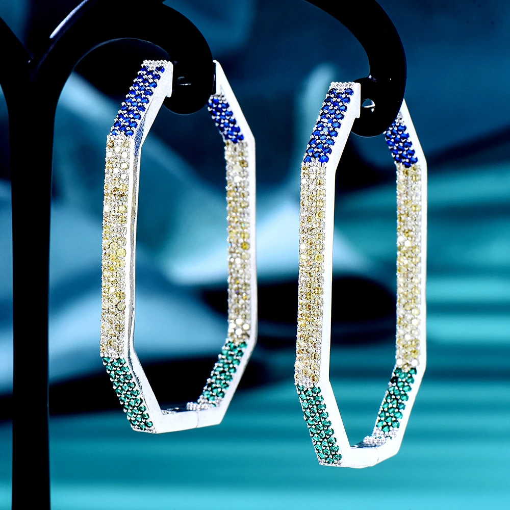 GODKI 54MM Luxury 3 Tone MAXI Big Hoop Earrings for women Wedding CZ Cubic Zirconia Dubai Trendy Earrings boucle d\'oreille femme