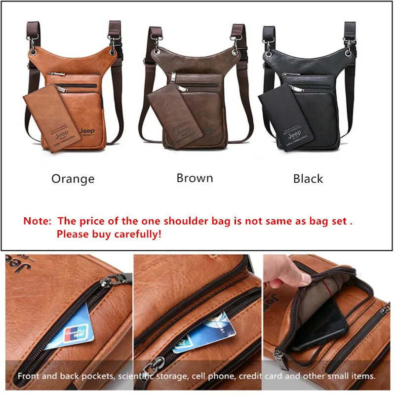 JEEP BULUO Multi-function Bags Men Small Crossbody crossbody bag Split Leather Fashion Leg waist bag Totes New Young Male Mini