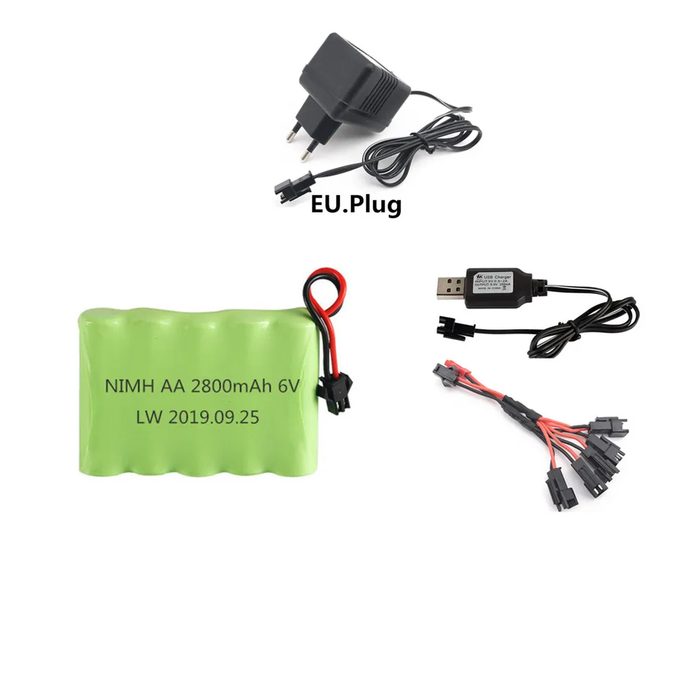 6v 2800mah NIMH Battery + 6v Charger For Rc toys Cars Boats tanks Robots Trucks Guns NI-MH AA 6v Rechargeable Battery Pack