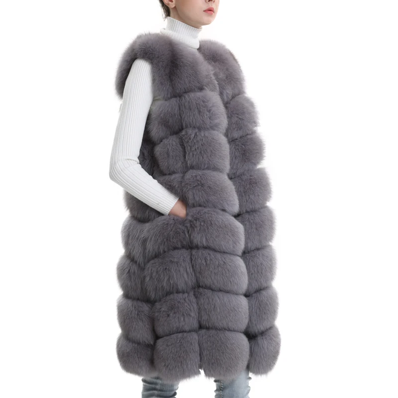 

Winter Real Fox Fur Women Vest Fashion Ladies Genuine Fur Leather Jacket Girl Women's Gilet Natural Fur Coat Female
