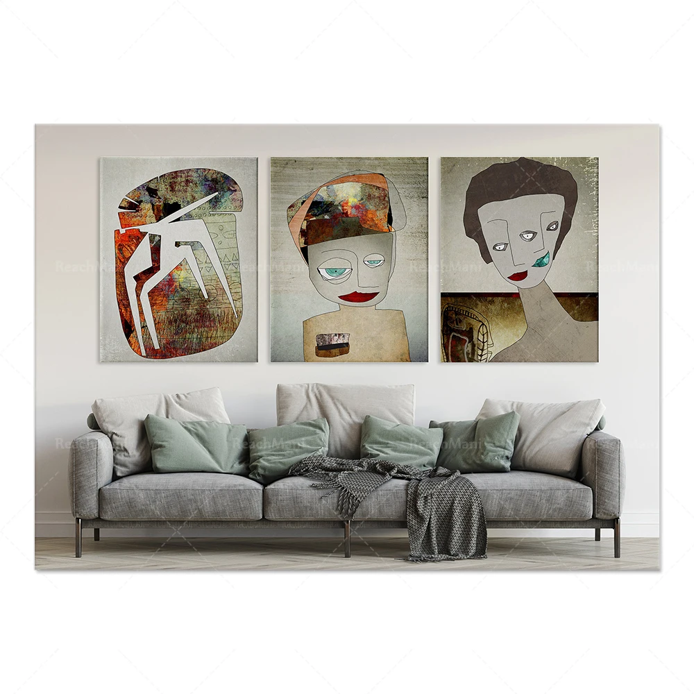 Contemporary art prints, abstract art on canvas, three-piece set, can be hung