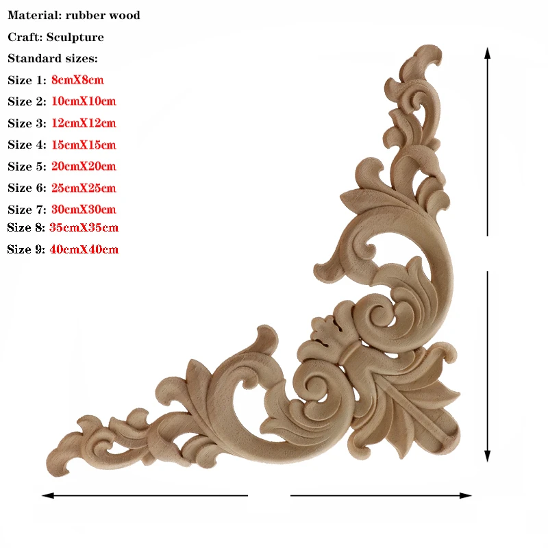 4 Stuks Decoratie Accessoires Massief Hout Applique Gesneden Mouldings Houtsnijwerk Meubelen Vintage Home Hoorn Bloem Nieuwe Carving