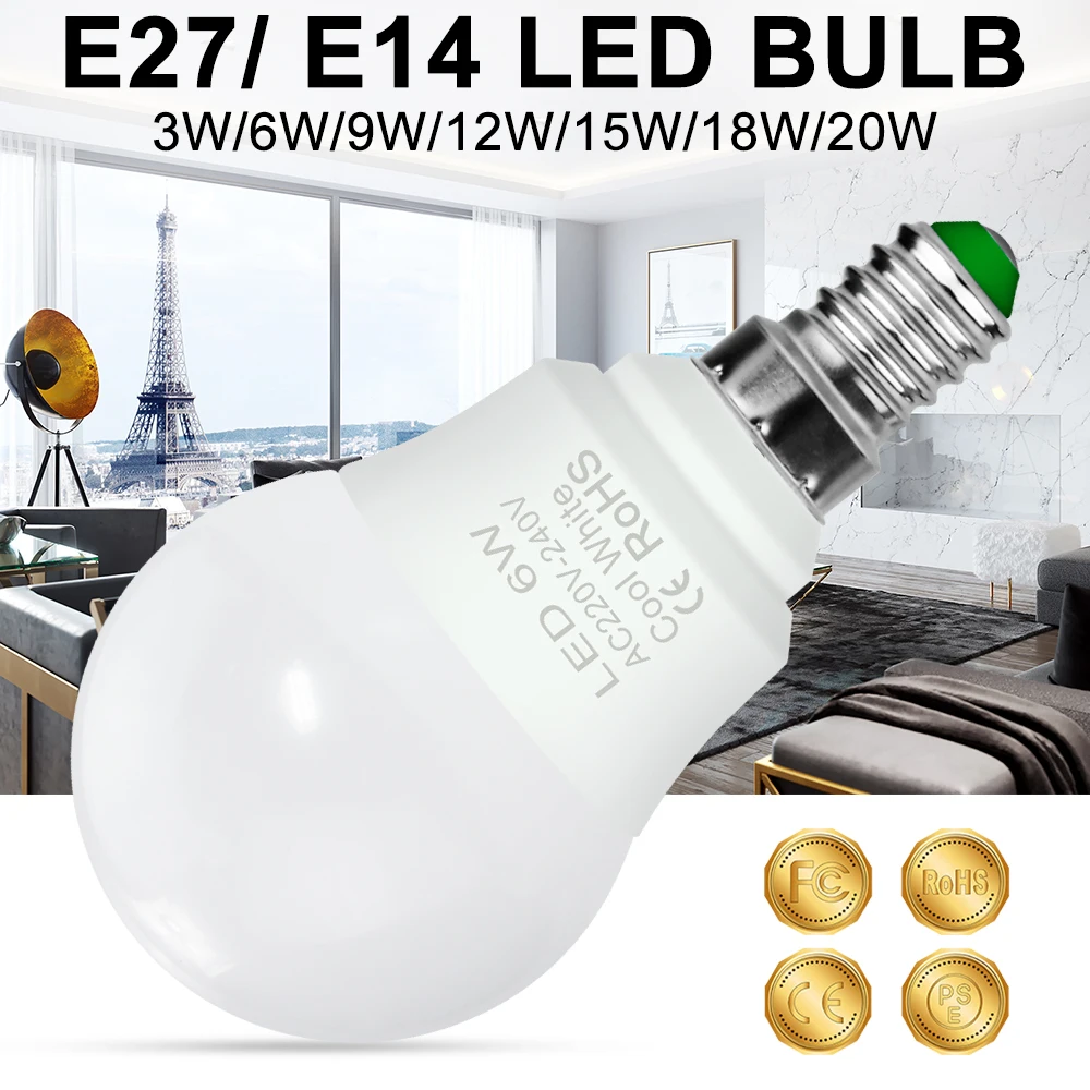 E27 led電球,220v,e14ランプ,3w,6w,9w,12w,15w,18w,20w,240v,テーブルランプ,冷/温白色スポットライト