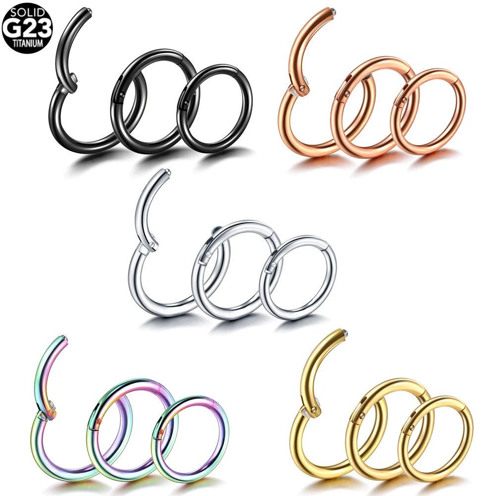 1Pc G23 Titanium Hinged Segment Nose Ring Open Small Septum Piercing Nose Earrings Women Men Ear Nose Piercing Body Jewelry