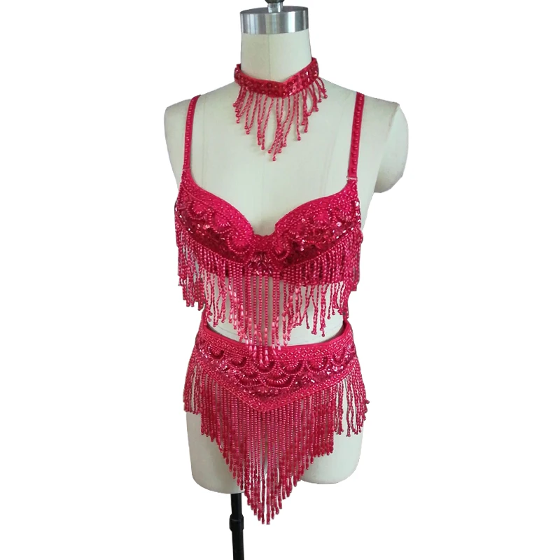 Costumi di danza del ventre Sexy set di cinture per reggiseno di danza del ventre da donna set di danza del ventre sexy costume di carnevale top reggiseno cintura a catena