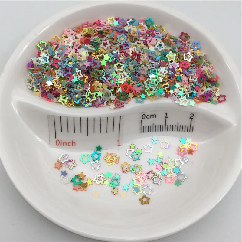 3mm Hollow Star P PVC loose Sequins Glitter Paillettes for Nail Art Manicure, Wedding Confetti,Accessories for Ornament/Crafts