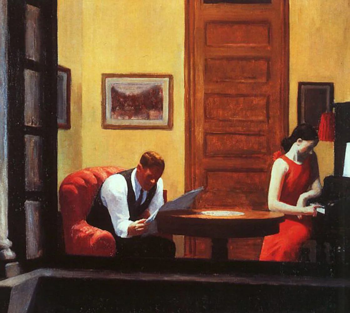 100% handmade Oil Painting reproduction on linen canvas, Room in New York by Edward Hopper,Free Shipping,High Quality