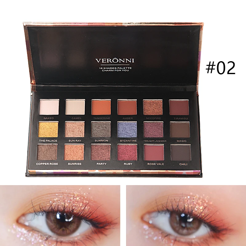 VERONNI Eyeshadow Makeup Palette Glitter Palette 18 Color Eyeshadow Pallete Waterproof Matte Eyeshadow Shimmer Cosmetics тени