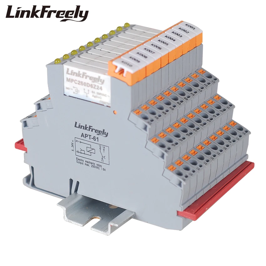 

APT-61 MPC250D6Z24 10pcs Plug-in Relay Module & Board Common Positive Pole Input 24VDC Output 6A/250VAC 30VDC Contact Relays