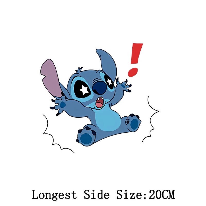 Lilo & Stitch Cartoon Stitch Patch Iron on Heat Transfer Sticker for Women Kids T-shirt Cartoon Iron-on Transfers for Clothing