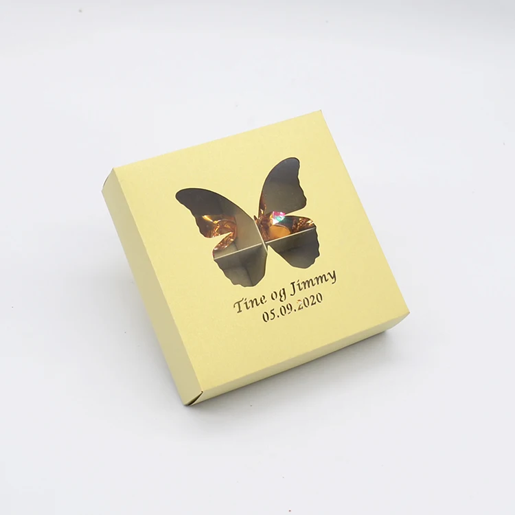 High quality custom wedding party laser cut candy chocolate separate interval packaging box with butterfly and window