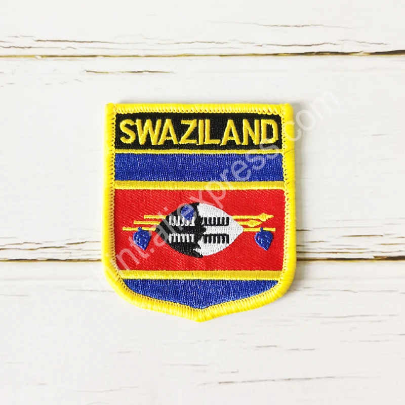 Swaziland National Flag Embroidery Patches Badge Shield And Square Shape Pin One Set On The Cloth Armband   Backpack  Decoration