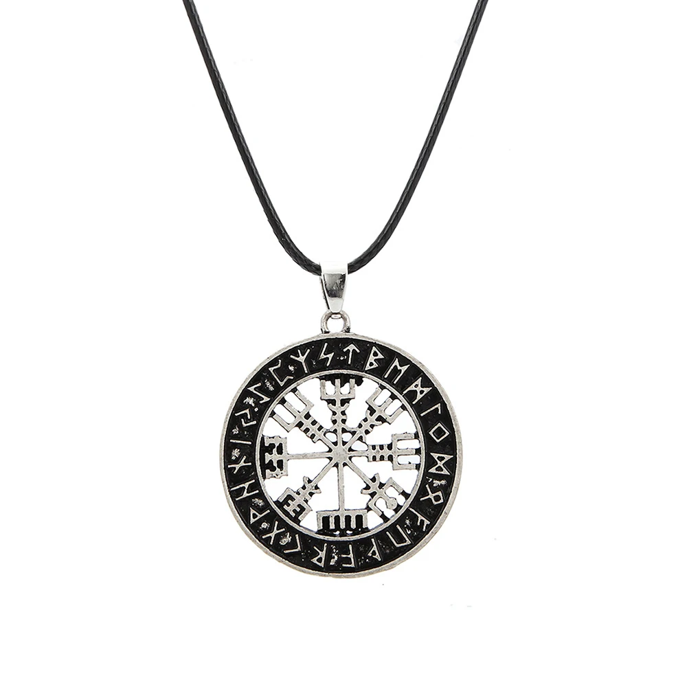 New Odin Symbol Rune Amulet Ally Chain Compass Viking Pendant Necklace Vegvisir Fashion Vintage Necklaces Jewelry Couple Gifts