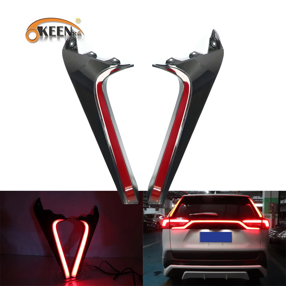 

OKEEN 2 шт. Автомобильный светодиодный задний фонарь на стойке для Toyota RAV4 2020 Светодиодный задний фонарь заднего бампера Приводная лампа указателя поворота Предупреждающие стоп-сигналы