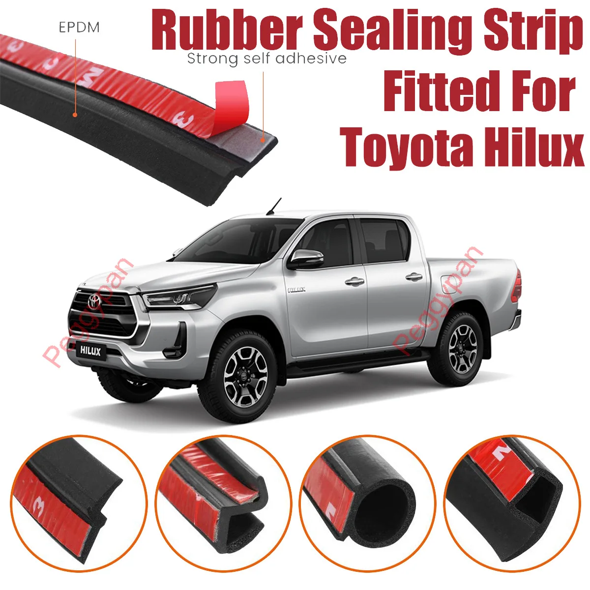 

Door Seal Strip Kit Self Adhesive Window Engine Cover Soundproof Rubber Weather Draft Wind Noise Reduction For Toyota Hilux