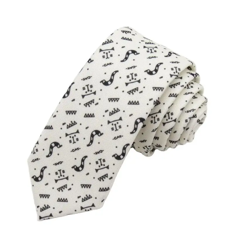 Tie men's trendy cat design Beige white men's ties Korean 6cm fashion individual clothing necktie cravata