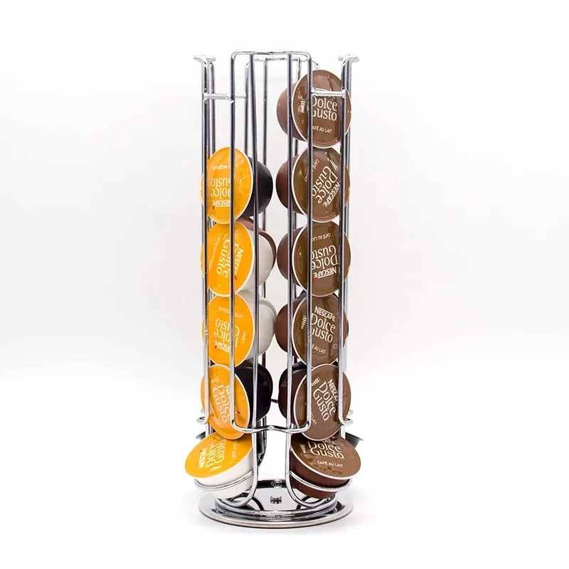 24 Stainless Steel Coffee Capsule  rotated Rack For Nespresso Display  Storage   Rotating Stand Durable Holder