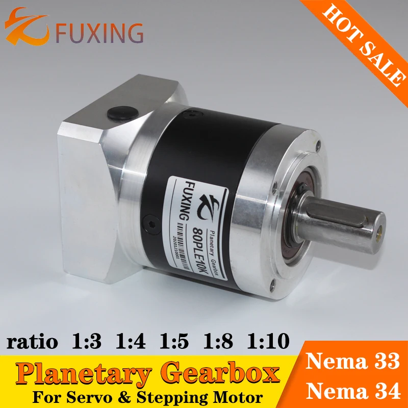 80PLE Ratio10:1 8:1 5:1 4:1 3:1 Nema 33 34 Stepping Motor 80mm 750w 1kw Servo Motor Speed Reducer Precision Planetary Gearbox