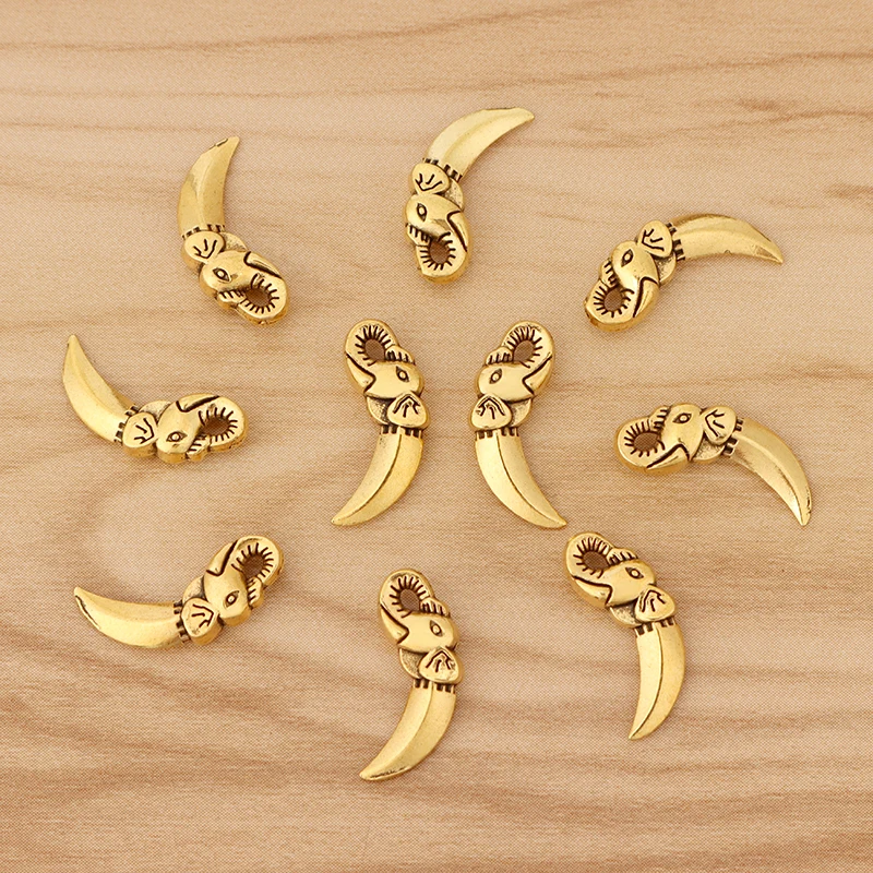 30 Pieces Antique Gold 2 Sided 3D Ivory Elephant Tooth Charms Pendants for DIY Necklace Bracelet Jewellery Making Accessories