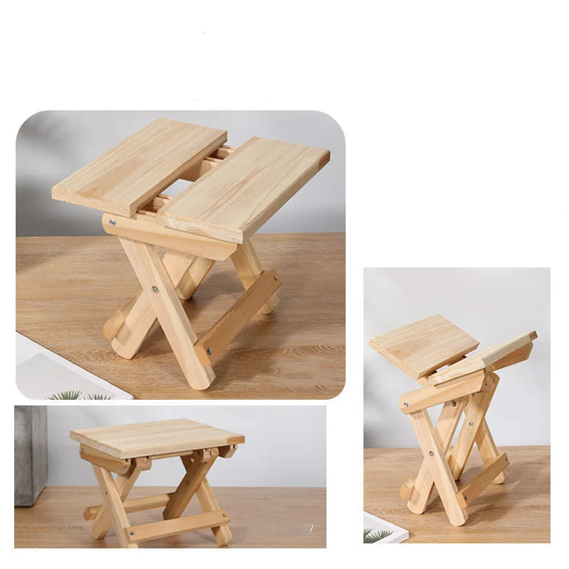 Sgabello pieghevole in legno mobili in legno massello sedile portatile per attesa in linea sgabello da esterno per interni E12164 rispettoso dell'ambiente