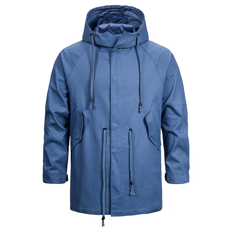 

New Autumn 100% Cotton Jacket Men Loose Hooded Jackets Coats Casual Zipper Male Outwear Brand Clothing Eur Size