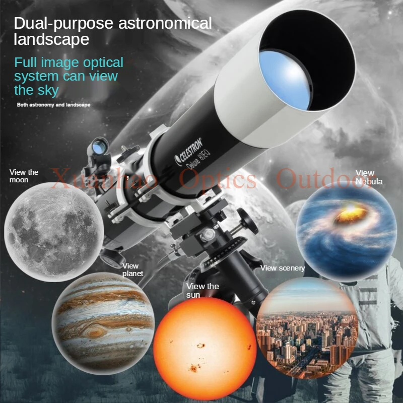 Celestron Deluxe 90EQ High Power Astronomy 1000X Refracting Telescope EQ2 Equator Professional Star Viewing Moon