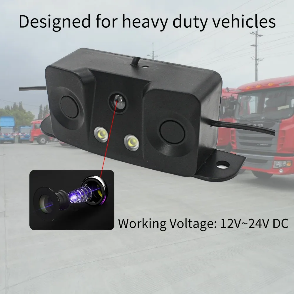 12V DC 24V DC Rear View Camera with Radar Detector for Heavy Duty Vehicles