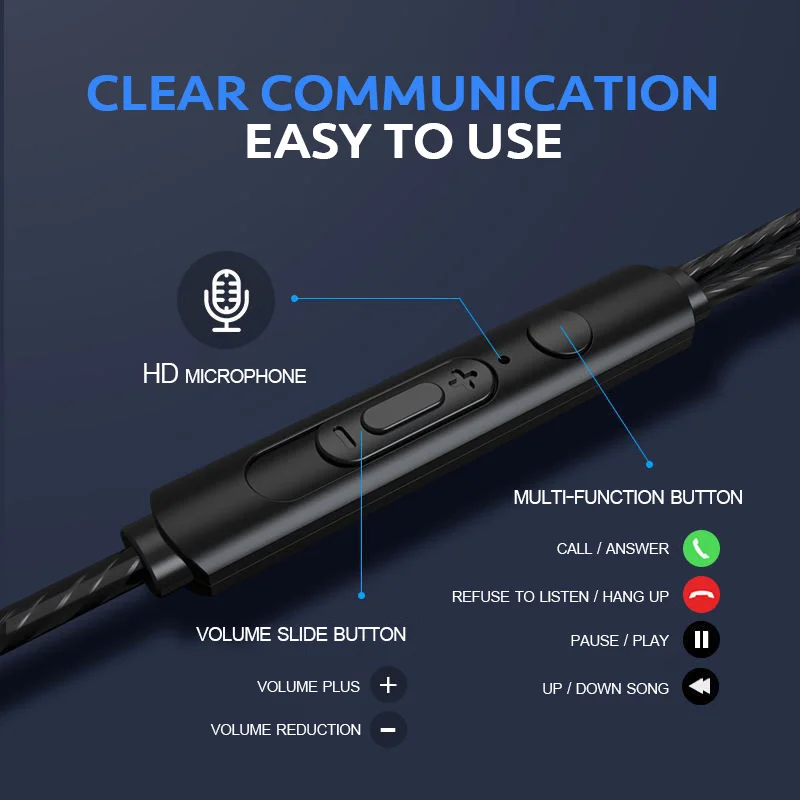-Tai Có Dây Tai Nghe 3.5Mm Tai Nghe Nhét Tai Tai Nghe Nhạc Thể Thao Tai Nghe Chơi Game Có Mic Cho IPhone Xiaomi Samsung Huawei âm Thanh Nổi