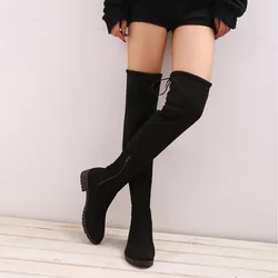 Fashion Women Boots Winter Over The Knee Heels Quality Suede Long Comfort Square Botines Mujer Thigh High Boots Women