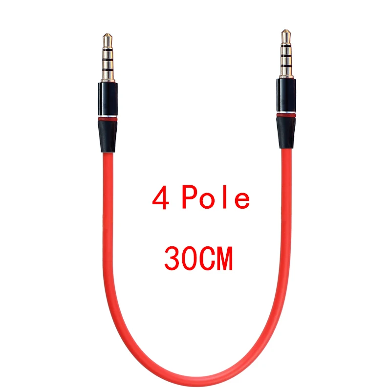 Universal Ipod Aux 4 Pole 3 Pole 3.5mm Male to Male MP3 MP4 AUX Audio Stereo Cable 20cm 30cm