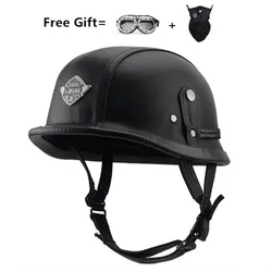 Motorcycle Helmet Unique 4 Types M/L/XL German Style Half Face Leather Vintage CE