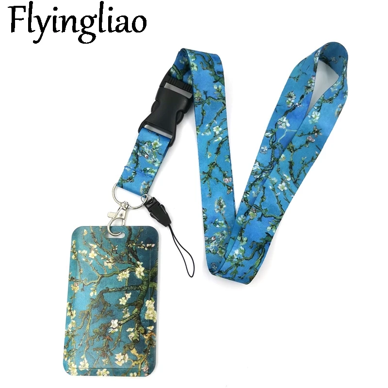 

Van gogh Almond Tree Painting Lanyards Cool Neck Strap webbings ribbons Phone Keys ID Card Holder Lanyard For Keys DIY Hang Rope