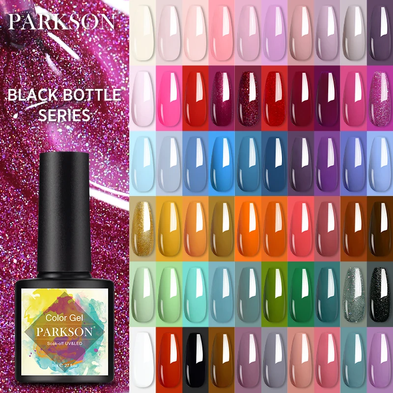 Parkson 8ml unha gel polonês cor glitter lantejoulas efeito fosco gel base de longa duração casaco superior arte do prego manicure semi gel