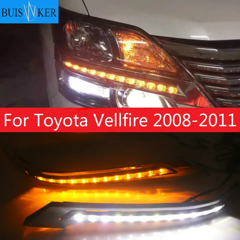 

Car 2PCS DRL For Toyota Vellfire 2008 2009 2010 2011 LED DRL Daytime Running Lights Daylight Waterproof Turn Signal