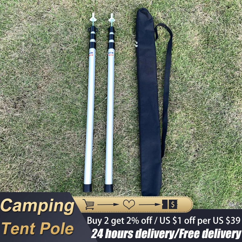 

2PCS Telescoping Tarp Poles Portable Lightweight Adjustable Aluminum Rods for Tent Awning Outdoor Camping Hiking Tent Pole 2020