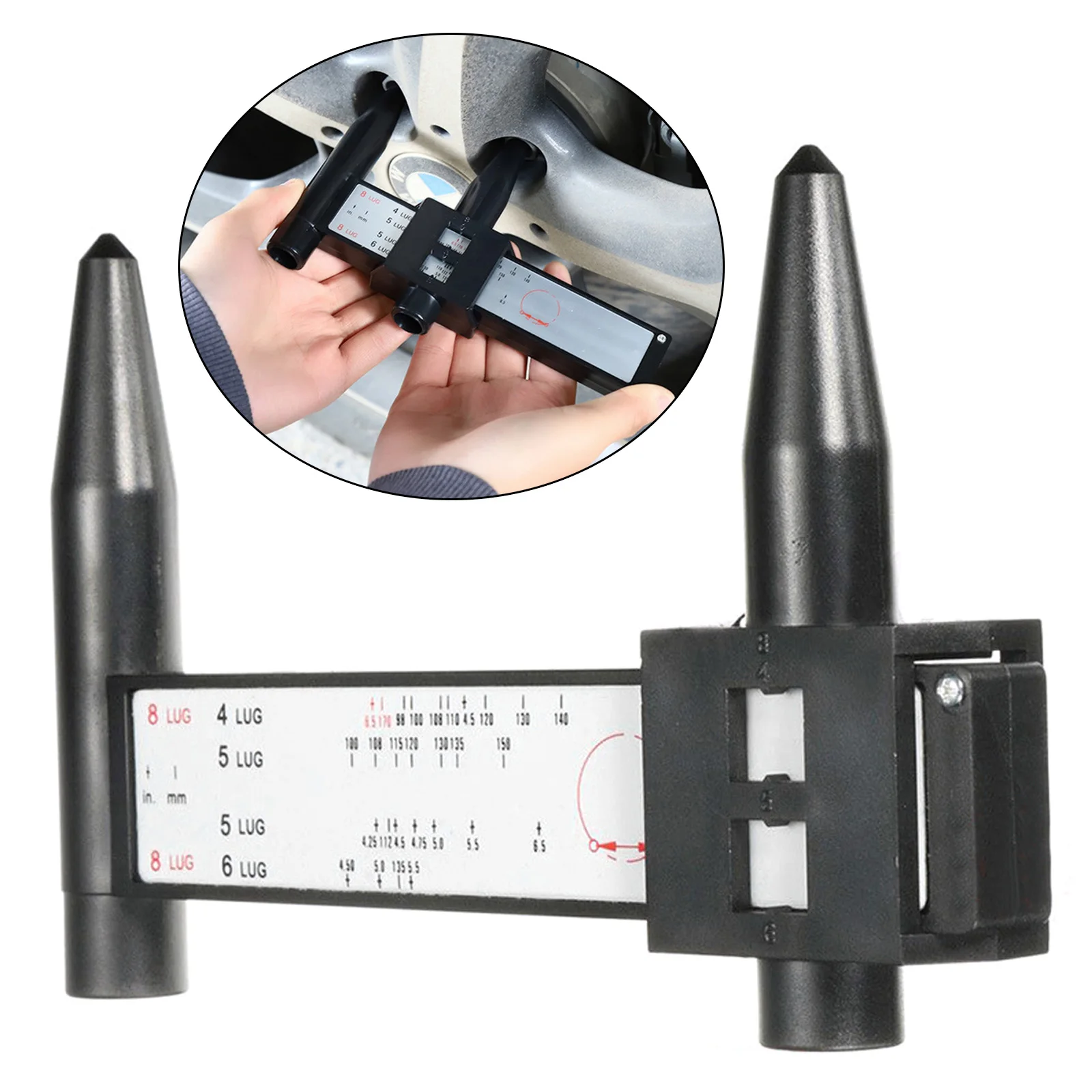 

New Style Wheel Rim Bolt Pattern Sliding PCD Measuring Tool Gauge Ruler 8 Holes PCD Ruler Lugs Hub Pitch Measurement Tool