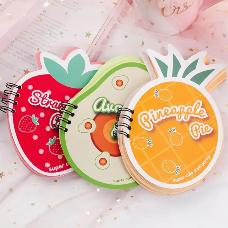 

New 60 Sheets Kawaii Korean Strawberry Pear Pocket Coil Mini Notebook Spiral Check List To Do It Planner School Stationery