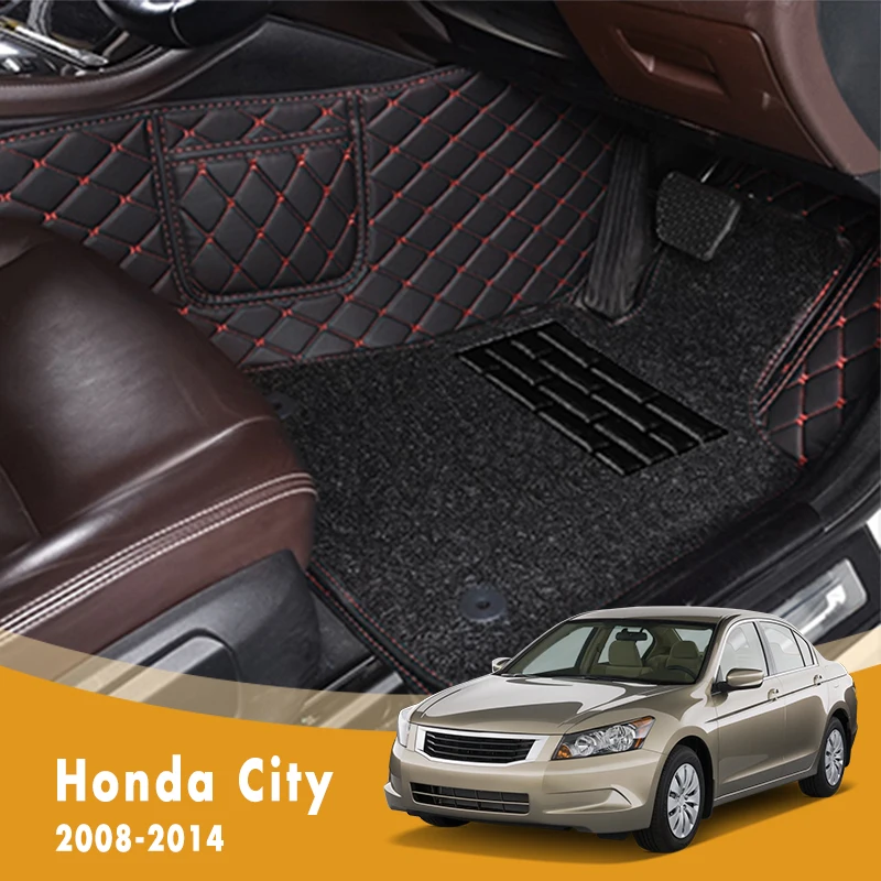 

RHD Luxury Double Layer Wire Loop Car Floor Mats For Honda City 2014 2013 2012 2011 2010 2009 2008 Auto Carpets Accessories