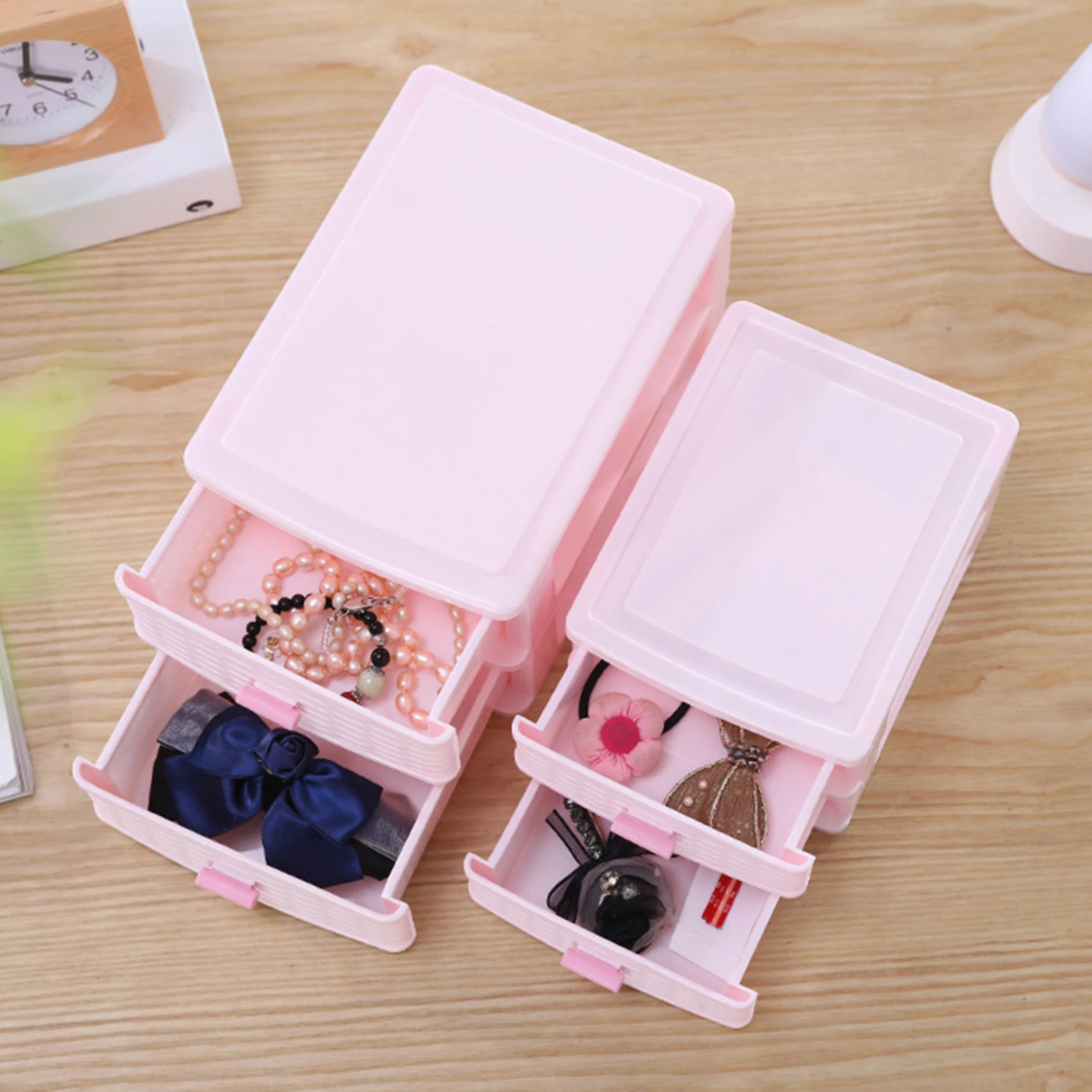 Mini Multi-Layer Desktop Drawer Style Storage Box Plastic Cosmetics Jewelry Case Jewelry Organizer Large High Capacity Storage