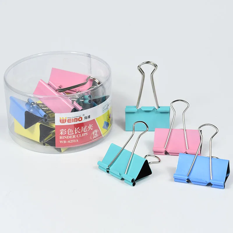 

6251A Big Binder Clips Black Clips 12Pcs Home Office Books File Organizer Food ClipsStrong clamping force Easy classification