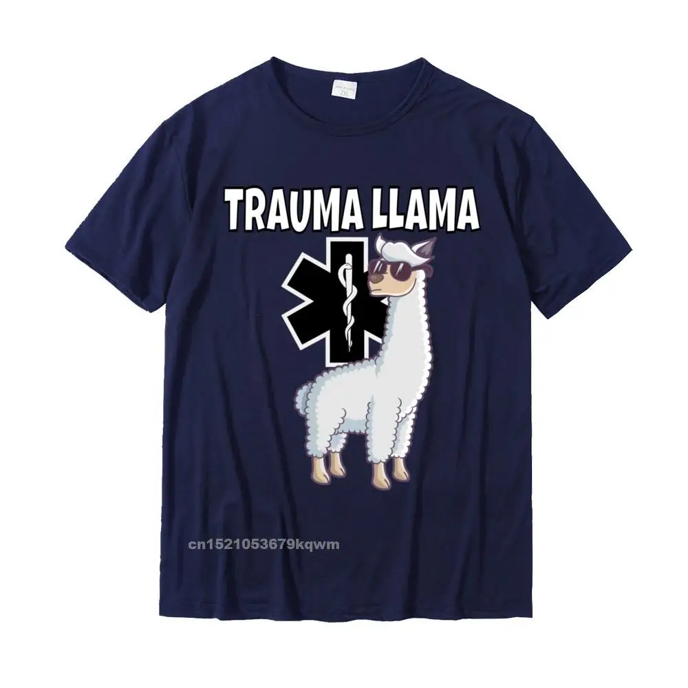 Funny Trauma Llama EMT Design First Responder Gift Pullover Camisas T Shirt Tops Shirt New Coming Cotton Europe Casual Youth