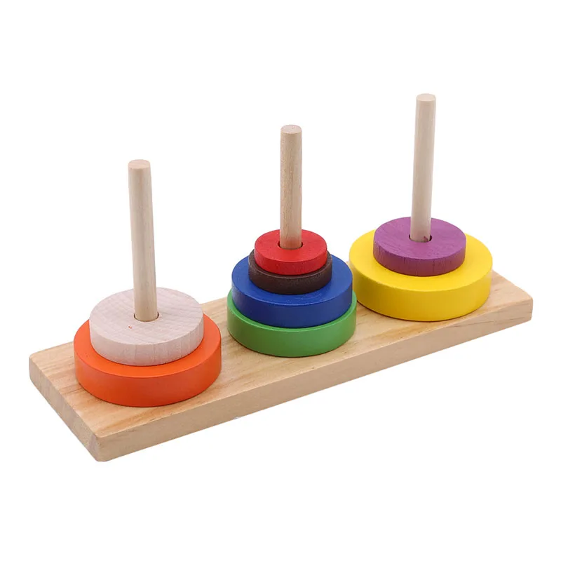 Color Ten Layer Tower Of Hanoi Adult Classical Intelligence Education Puzzle Wooden Toys New 2023 Hot Sale