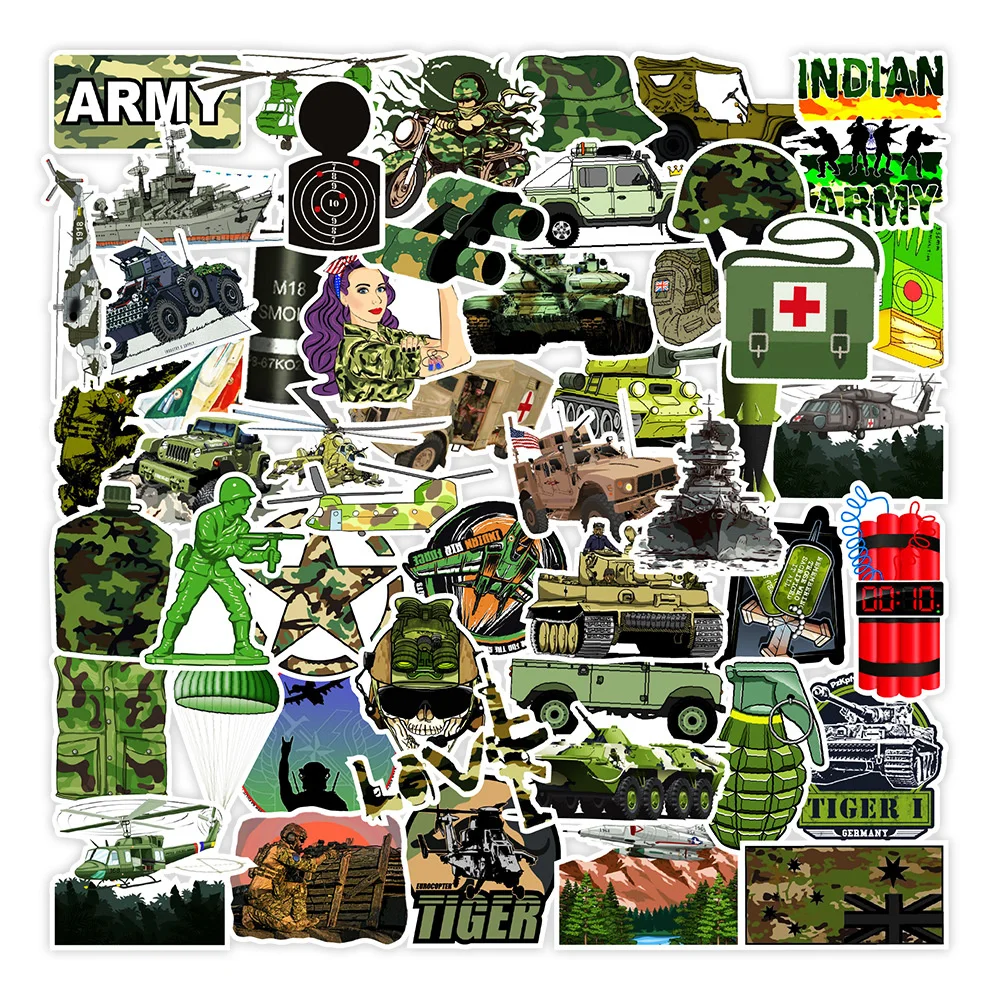 50pcs Military Fan Stickers For Notebooks Stationery Laptop Kscraft Special Forces Sticker Craft Supplies Scrapbooking Material