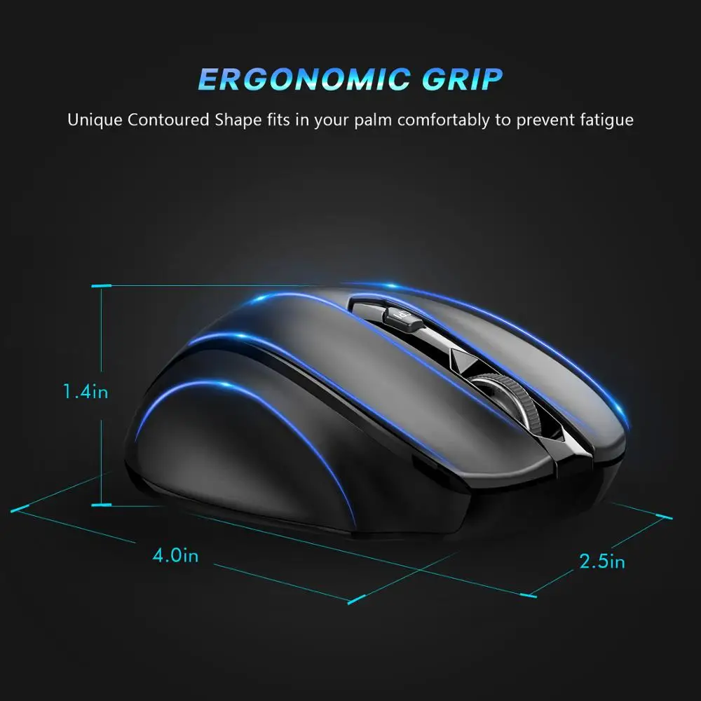 VicTsing 2.4G Wireless Gaming Mouse 2400 DPI Adjustable 6 Buttons Mouse With Nano Receiver Wireless Mouse for Computer/Laptop