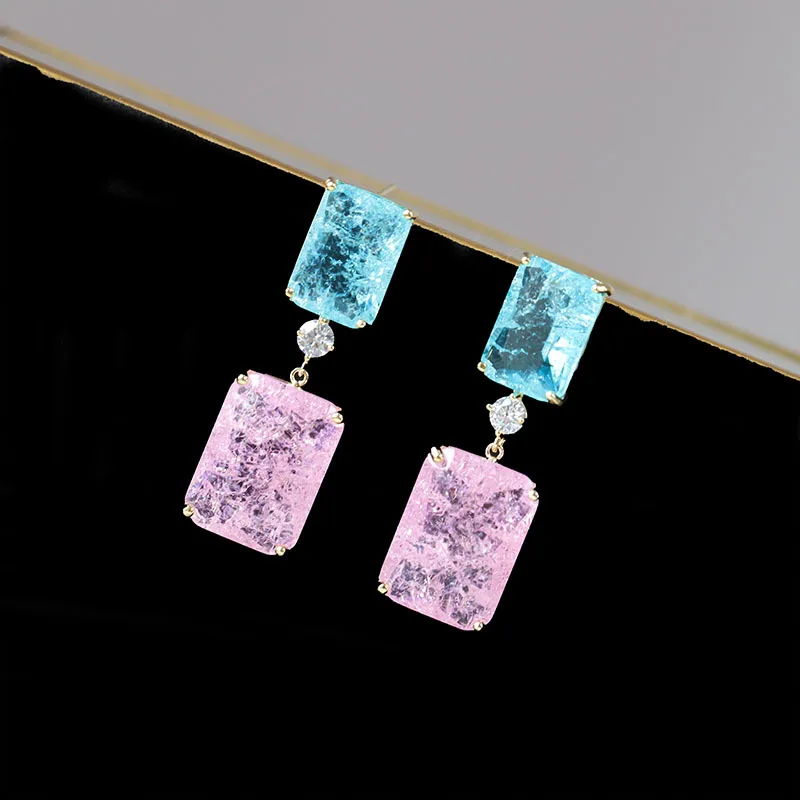 Bilincolor luxury candy color zircon drop earrings   earrings for women party or gift