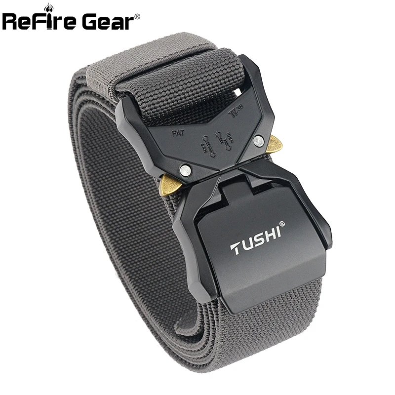 ReFire Gear Tactical Belt Men Metal Buckle Quick Release Nylon Waist Belt Airsoft Army Combat Paintball Heavy Duty Gears Belts