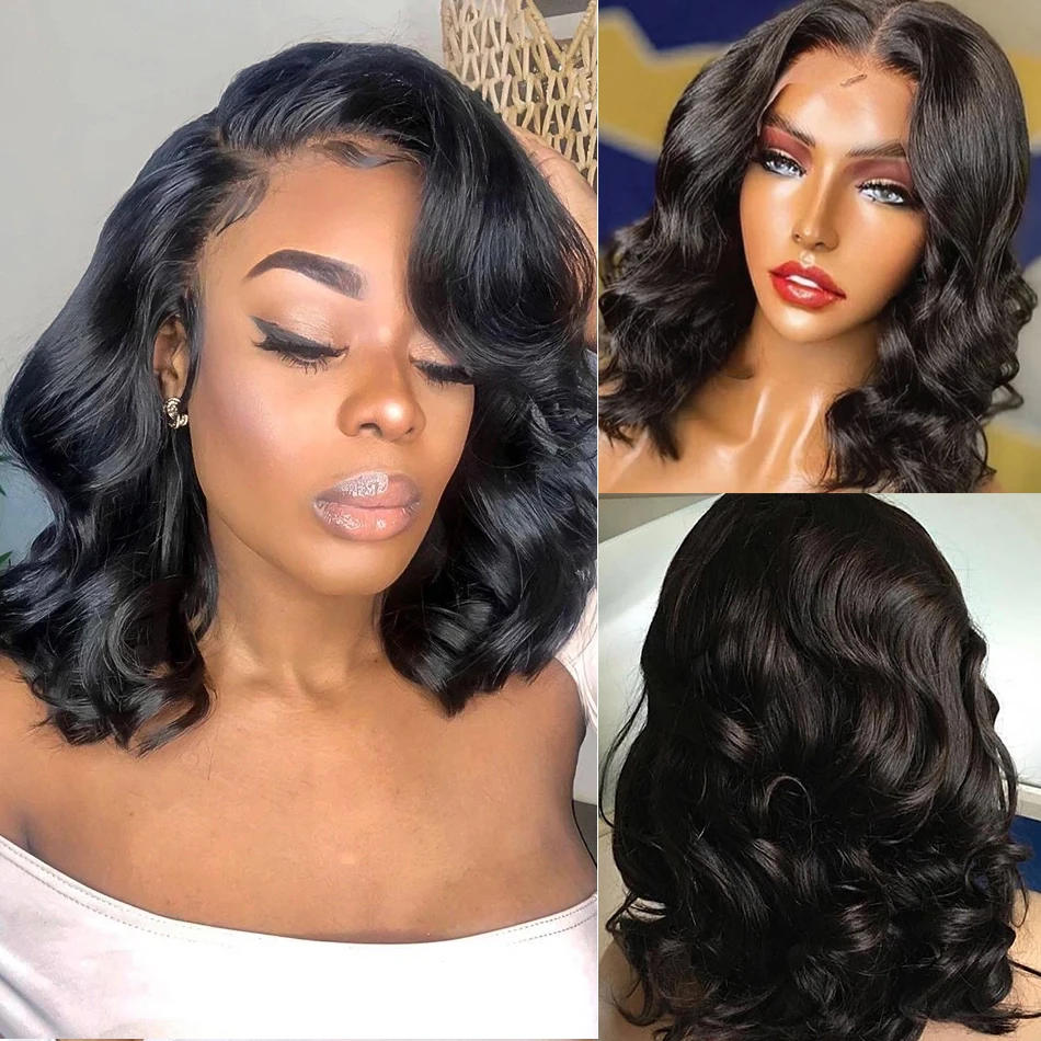 13x4 Bob Lace Front Wigs Body Wave Lace Front Wig Bouncy Curly Bob Wig Lace Front Human Hair Wigs Ocean Wave Loose Deep Wave Wig