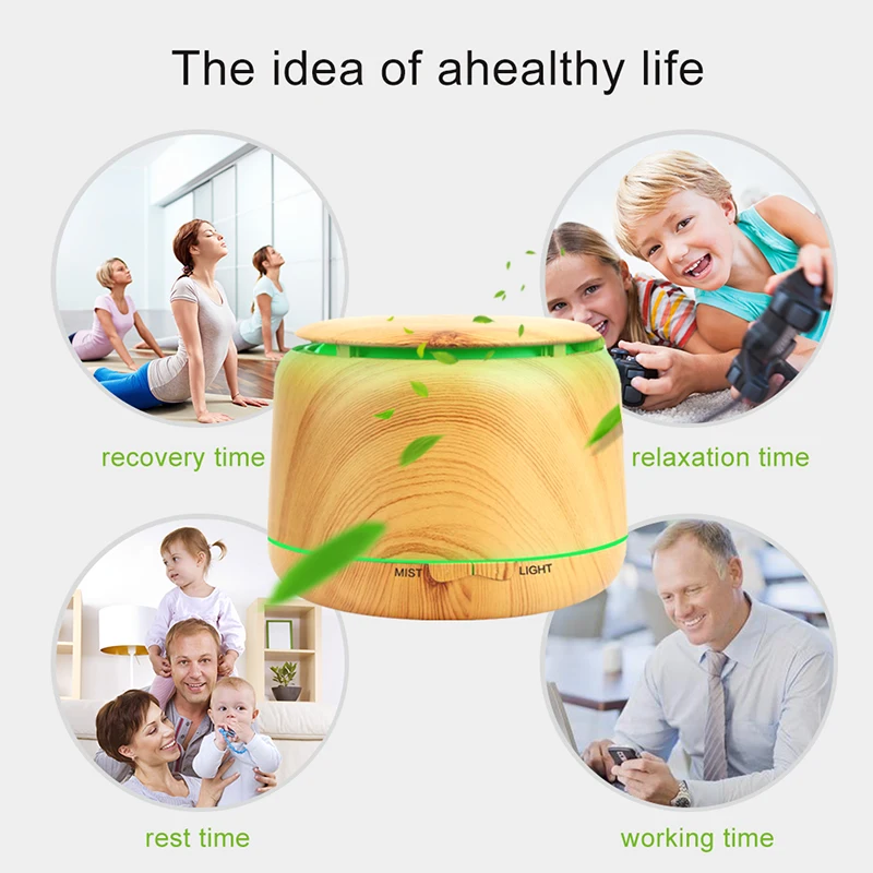 JKO 250ML Electric Humidifier Essential Aroma Oil Diffuser Ultrasonic Xiomi Wood Grain Air Humidifier USB Mist  LED Light