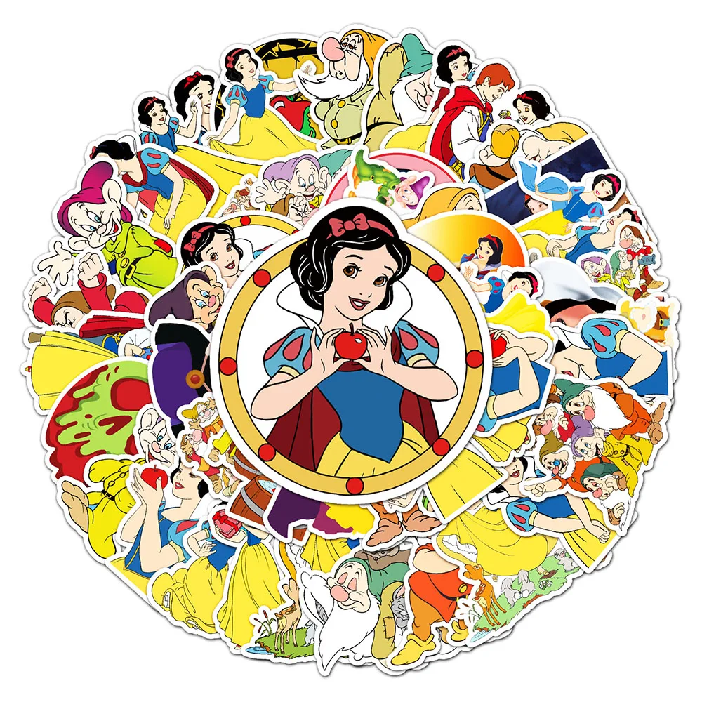 10/30/50pcs Disney Snow White and the Seven Dwarfs Graffiti Stickers Cartoon Decals Scrapbook Diary Laptop Sticker for Kids Toy